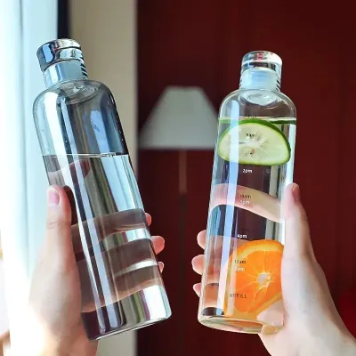 Glass Drinking Water Bottle With Time Scale